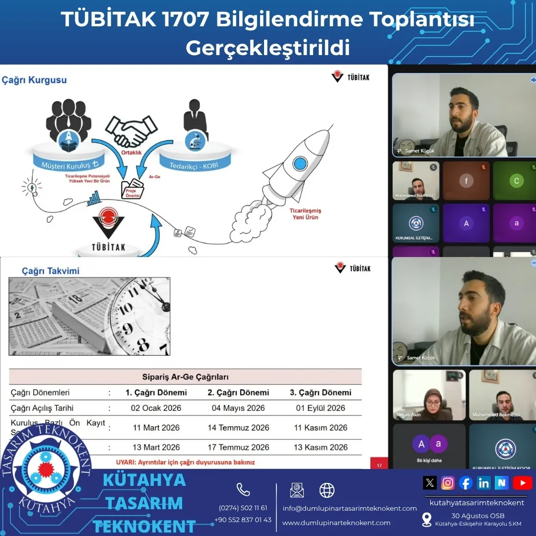 TÜBİTAK Teknoloji ve Yenilik Destek Programları Başkanlığı (TEYDEB) tarafından yürütülen 1707 – Siparişe Dayalı Ar-Ge Projeleri Destek Programı kapsamında düzenlediğimiz bilgilendirme toplantısını başarıyla gerçekleştirdik.