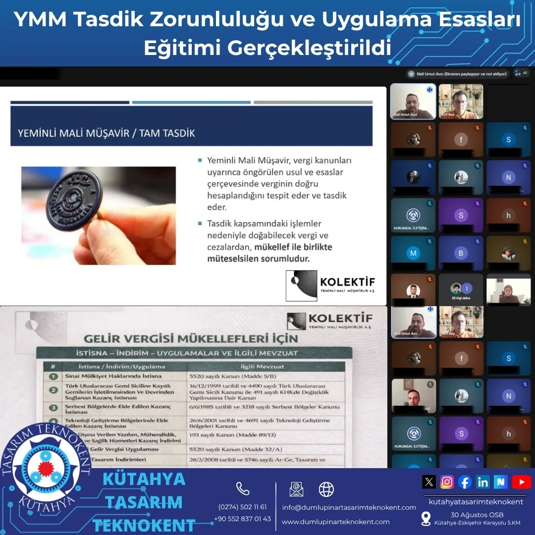 YMM Tasdik Zorunluluğu ve Uygulama Esasları Bilgilendirme Eğitimi Gerçekleştirildi