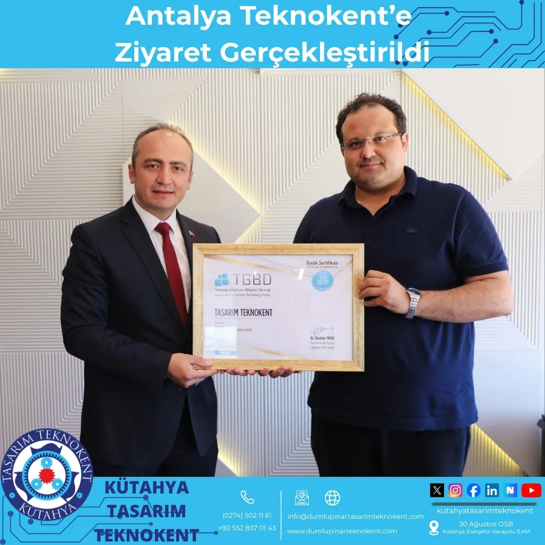 Genel Müdürümüz Doç. Dr. Durmuş ÖZDEMİR, Kurumsal İletişim Koordinatörümüz M. Enes BİLGİLİ, İdari ve Mali İşler Koordinatörümüz Yunus Emre TELLİ, Murat ÖRENGÜL ve Girişimcilik ve Proje Koordinatörümüz Muhammed BEKMEZCİ ile birlikte Antalya Teknokent’i ziyaret etti.